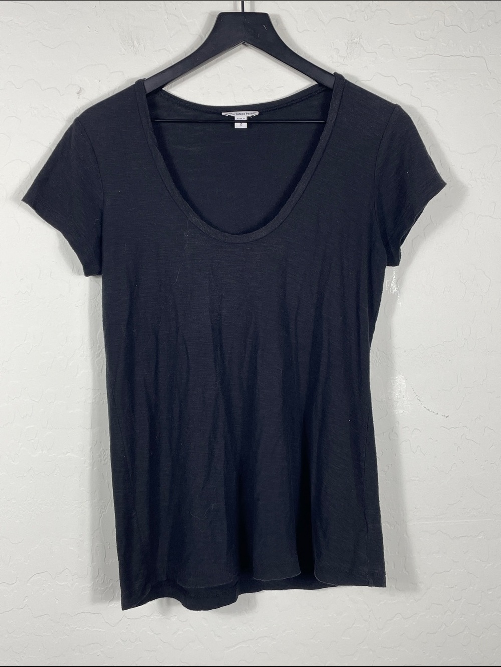 James Perse Black Short Sleeve Scoop Neck Tee